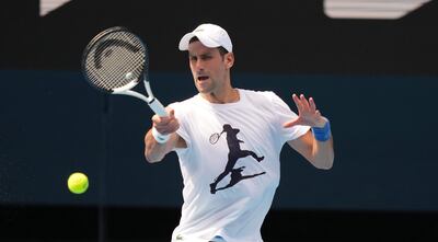 Novak Djokovic completó este martes su primer día de entrenamiento.