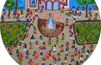 Coloridas pinturas dan vida a las fiestas patronales interpretadas por Julio Insfrán.