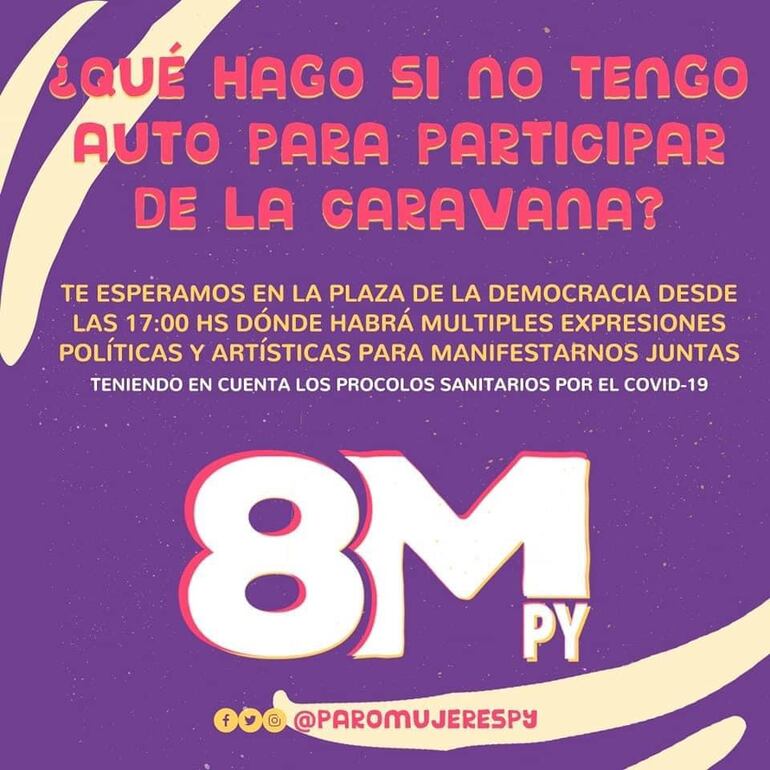 Si no tenés auto, la concentración es en la Plaza de la Democracia a las 17:00