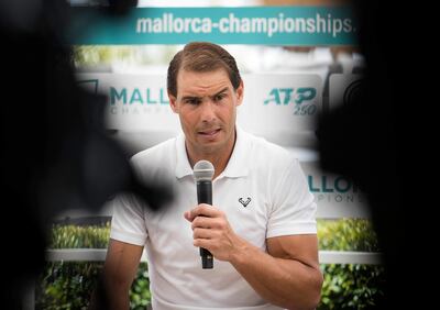 Rafael Nadal, en una conferencia de prensa en Palma de Mallorca, donde entrena para los certámenes.