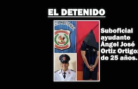 El policía Ángel José Ortiz Ortigoza, capturado por asalto.