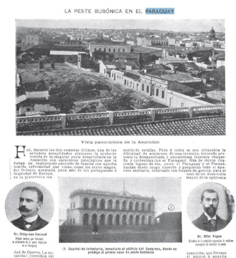 Publicación de 1899 que habla sobre la peste bubónica en Paraguay.