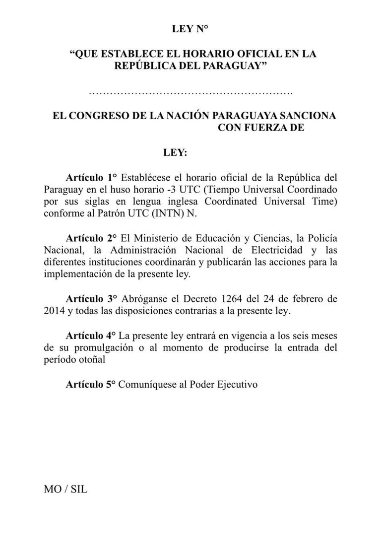 Proyecto de ley de mantenimiento del horario de verano aprobado hoy.
