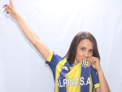 Ninfa Valiente, en la sesión de fotos antes del estreno del Deportivo Capiatá en la Copa Libertadores Femenina.