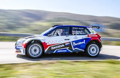 A bordo de este Skoda Fabia Rally2 EVO está corriendo Fabrizio Zaldívar en España.