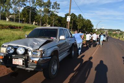 Así quedó la camioneta tras el accidente sobre la Ruta PY 05 esta tarde.