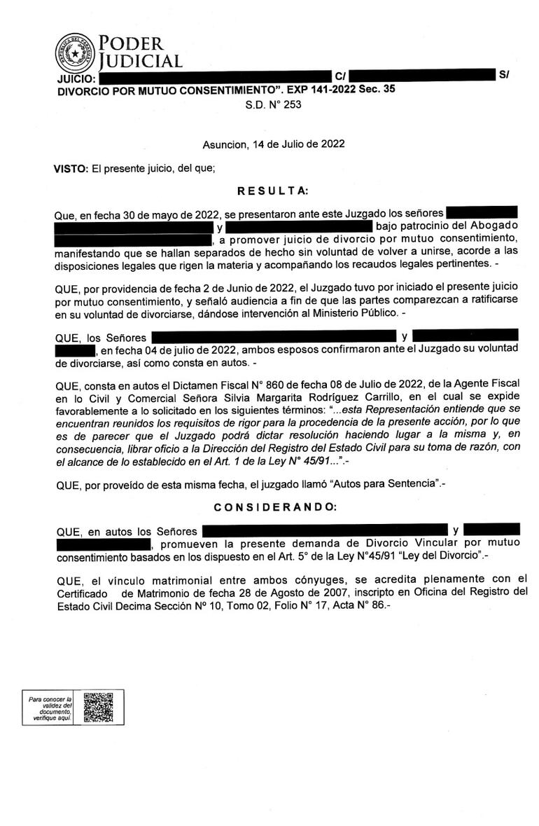 Ejemplo del formato de una sentencia judicial real
