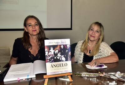 María Cristina Brizzi y María Eugenia Yegros en una postal del lanzamiento de "Ángelo".