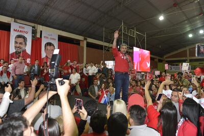 El presidente Mario Abdo Benítez participó este sábado en un acto político en Ciudad del Este.