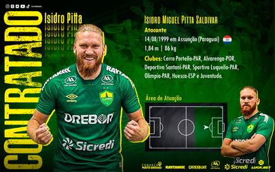 La presentación de Isidro Pitta como refuerzo del Cuiabá de la Serie A de Brasil.