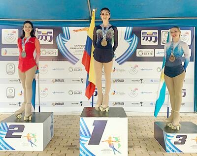 Podio de categoría Absoluta de danza con la paraguaya Erika Alarcón en segundo lugar. Gentileza