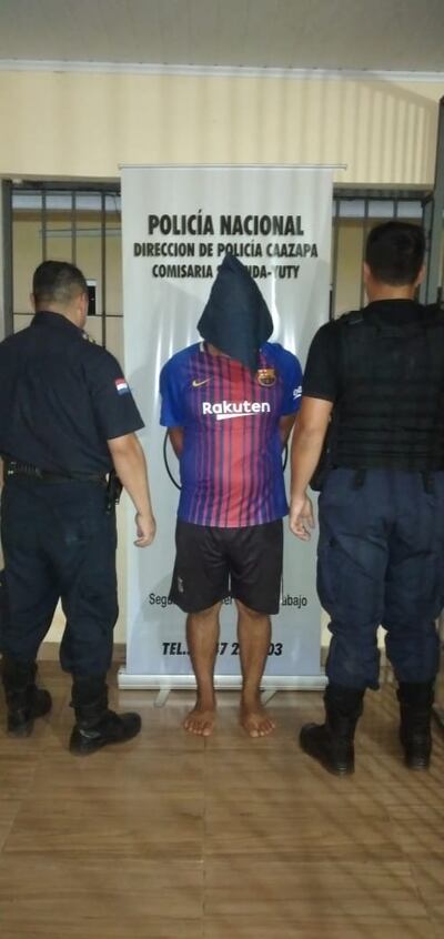 El detenido Diego Rios Alfonso que fue capturado durante un encuentro de fútbol de la Liga Yuteña