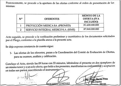 El MOPC  recibió ayer la oferta de dos empresas para la cobertura médica de sus funcionarios.