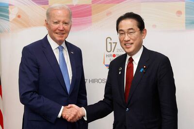 El presidente estadounidense Joe Biden y el primer ministro japonés Fumio Kishida, hoy en Hiroshima.