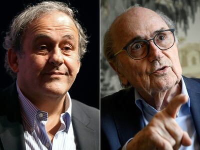 Michel Platini (66 años) y Joseph Blatter (86), ex presidentes de la UEFA y de la FIFA.