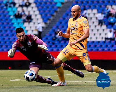 Duelo paraguayo en  México entre el arquero Antony Silva (Puebla) y el delantero Carlos González (Tigres), en el torneo anterior.