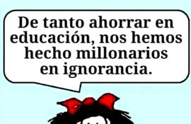 "Miro mis mensajes en la mañana y encuentro uno de esos chistecitos ingeniosos, contados a través de la figura de Mafalda..."
