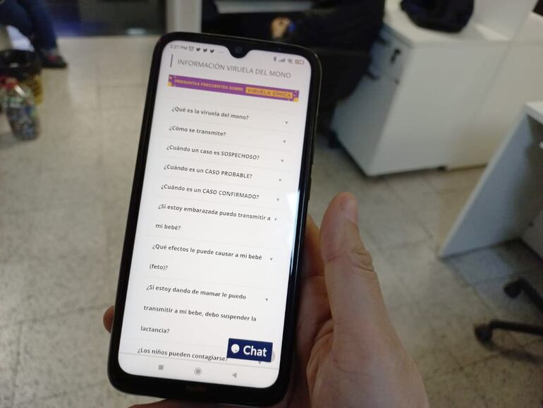 El chat privado habilitado por Salud Pública atiende consultas de 07:00 a 00:00.