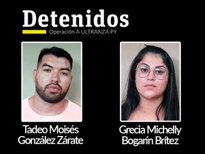 Tadeo González Zárate y Grecia Bogarín Brítez fueron detenidos en la vía pública por la comitiva de la Senad y la Fiscalía.