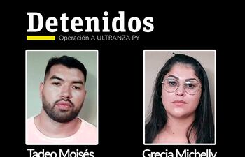 Tadeo González Zárate y Grecia Bogarín Brítez fueron detenidos en la vía pública por la comitiva de la Senad y la Fiscalía.