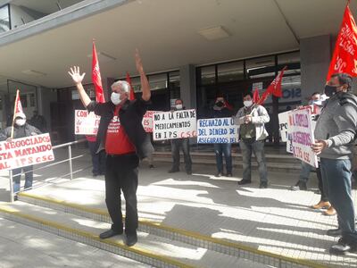 Protesta de la Corriente Sindical Clasista contra la reforma de la caja de Jubilaciones del IPS.