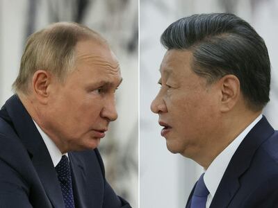 El presidente de Rusia, Vladimir Putin y el gobernante chino, Xi Jinping. (Sputnik/AFP)