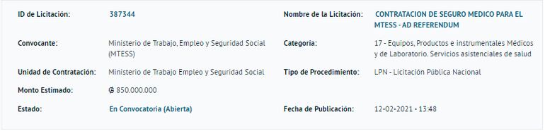 Ministerio de Trabajo, Empleo.