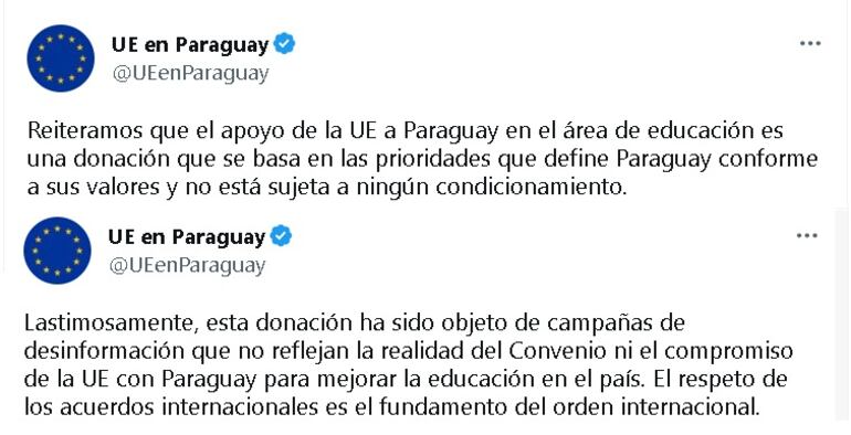 Publicaciones de Twitter de la cuenta de la Unión Europea.