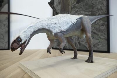 Réplica de Chilesaurus diegosuarezi, un dinosaurio descubierto en la Patagonia chilena.