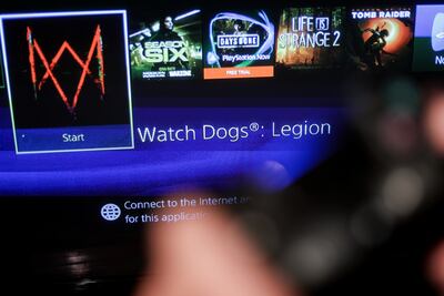 El nuevo videojuego "Watch Dogs Legion", de Ubisoft, visto en una una pantalla.