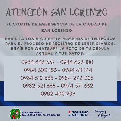 Los datos habilitados para los beneficiarios en San Lorenzo.