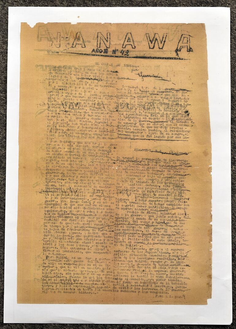 Una de las páginas de Nanawa, el curioso periódico de la Guerra del Chaco.
