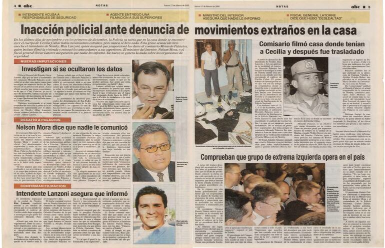 Publicación de ABC Color sobre el hallazgo de los restos de Cecilia Cubas.