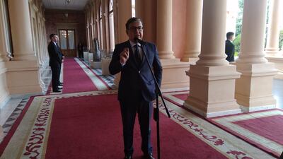 Nicanor Duarte Frutos, director ejecutivo paraguayo, en conferencia de prensa en el Palacio de López.