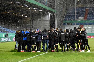 Celebración de los jugadores del Kiel tras eliminar al Bayern Munich