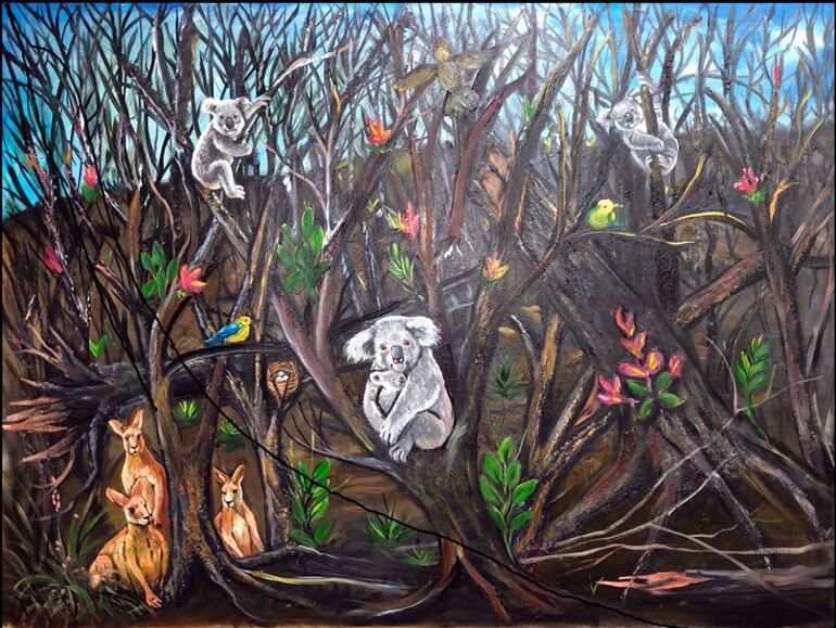 Una pintura de Olga Cicorio que forma parte de la exposición virtual.