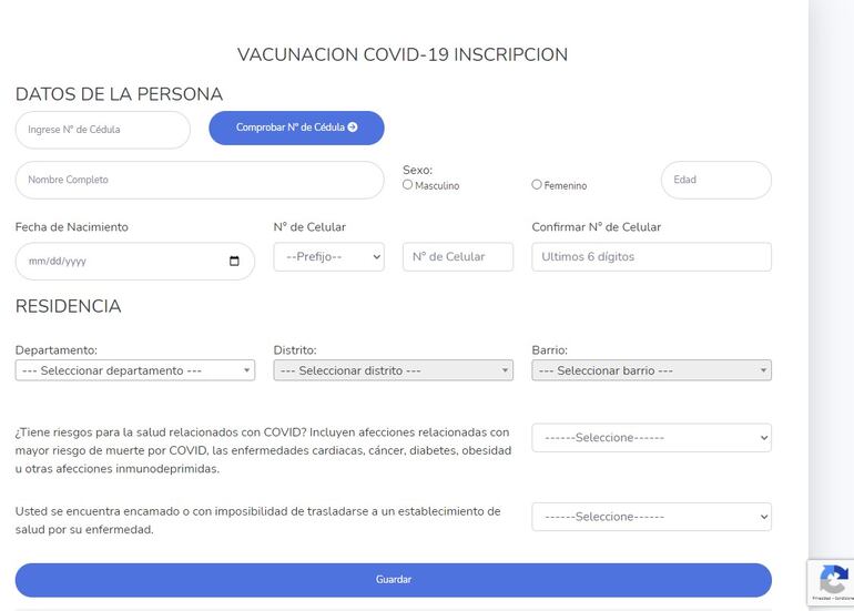 Cada vez menos personas se registran en www.vacunate.gov.py para recibir el biológico contra el covid-19.