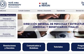 Página web del Registro de Beneficiarios dependiente del Ministerio de Hacienda.