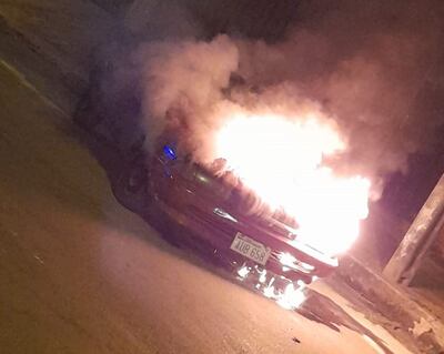 Momento en el que el vehículo se incendió.