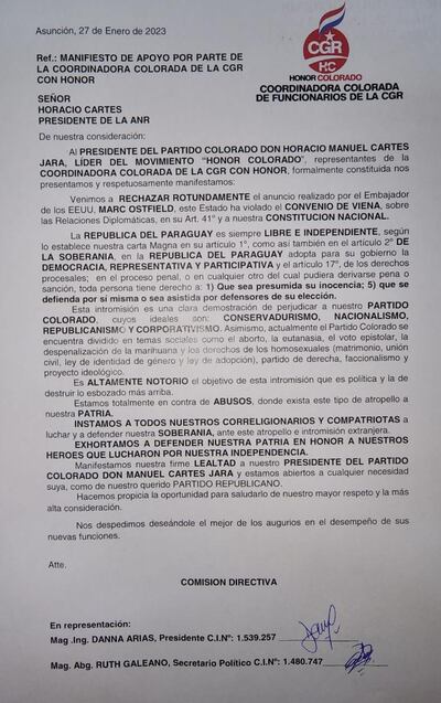 La Contraloría analizaría medidas contra funcionarios que expresaron apoyo a los "significativamente corruptos".