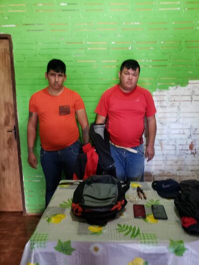 Los detenidos Ever Osmar Rodríguez Herrera (34 y Pedro Antonio Ayala Espinola (27) por uno de los atracos en Presidente Franco.