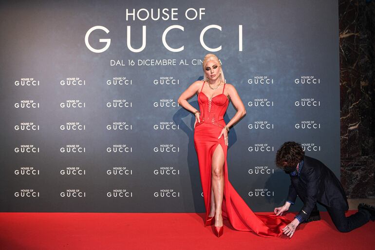 Lady Gaga en la premiere del film 'House of Gucci', en Milan, Italia.