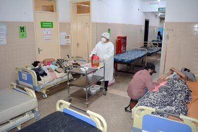 Uno de los pasillos convertidos en área de maternidad desde abril.