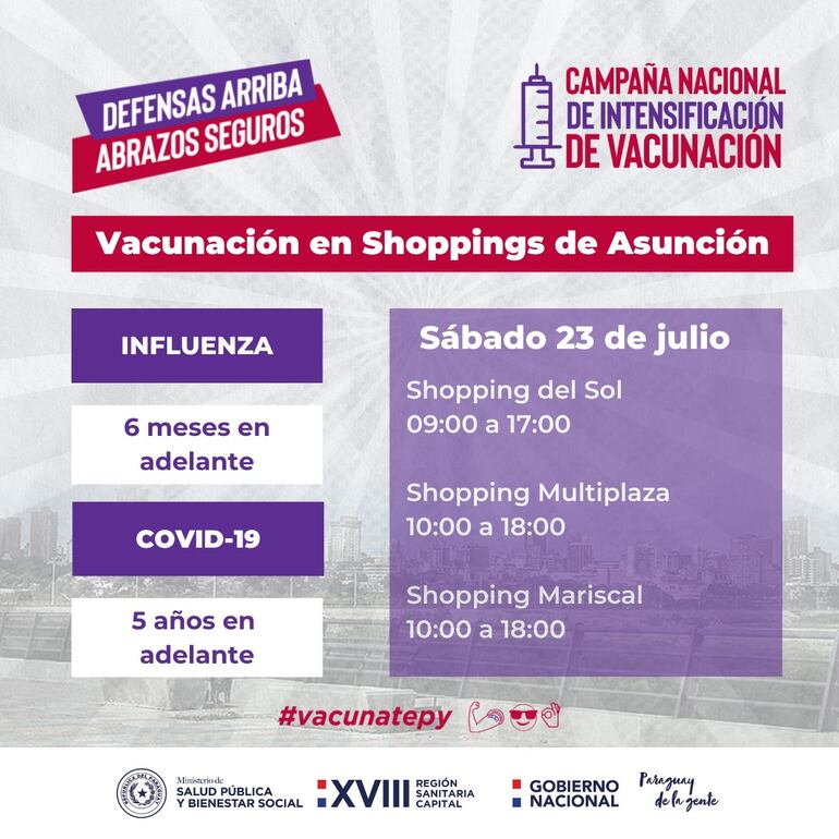 Vacunatorios en shoppings de  Asunción