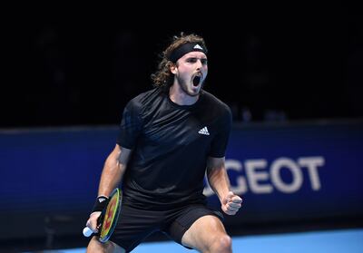 Tsitsipas celebra su victoria ante Rublev.