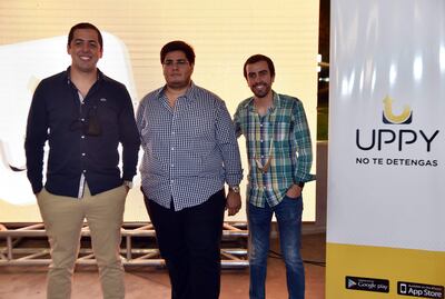 Diego Franco, Eligio Dolsa    y Nicolás Di Iorio presentaron la aplicación Uppy.