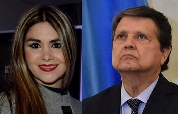 La actual secretaria privada Zoraya Alas Candia y el canciller Euclides Acevedo.