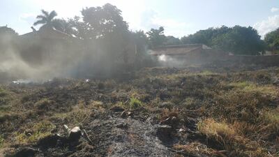 Incendio de pastizal en Fernando de la Mora.