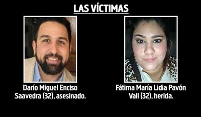 Darío Miguel Encisco Saavedra, asesinado el sábado de noche en el cerro Mbatoví, y Fátima María Lidia Pavón Vall, herida en el hasta ahora confuso ataque.