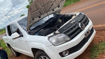 La camioneta en que se desplazaba el afectado por el dudoso procedimiento de la Policía.